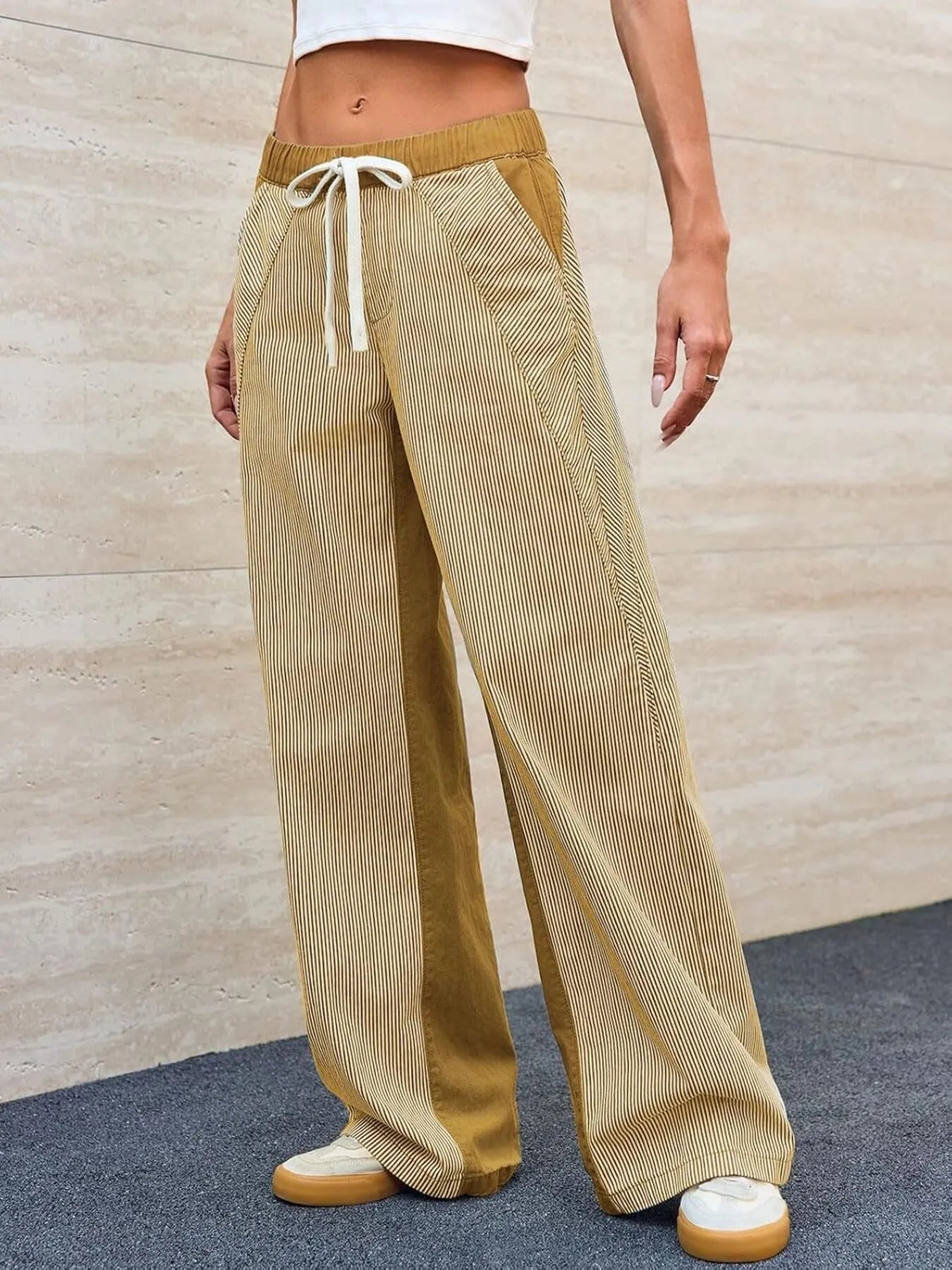 Striped Wide Leg Jeans 