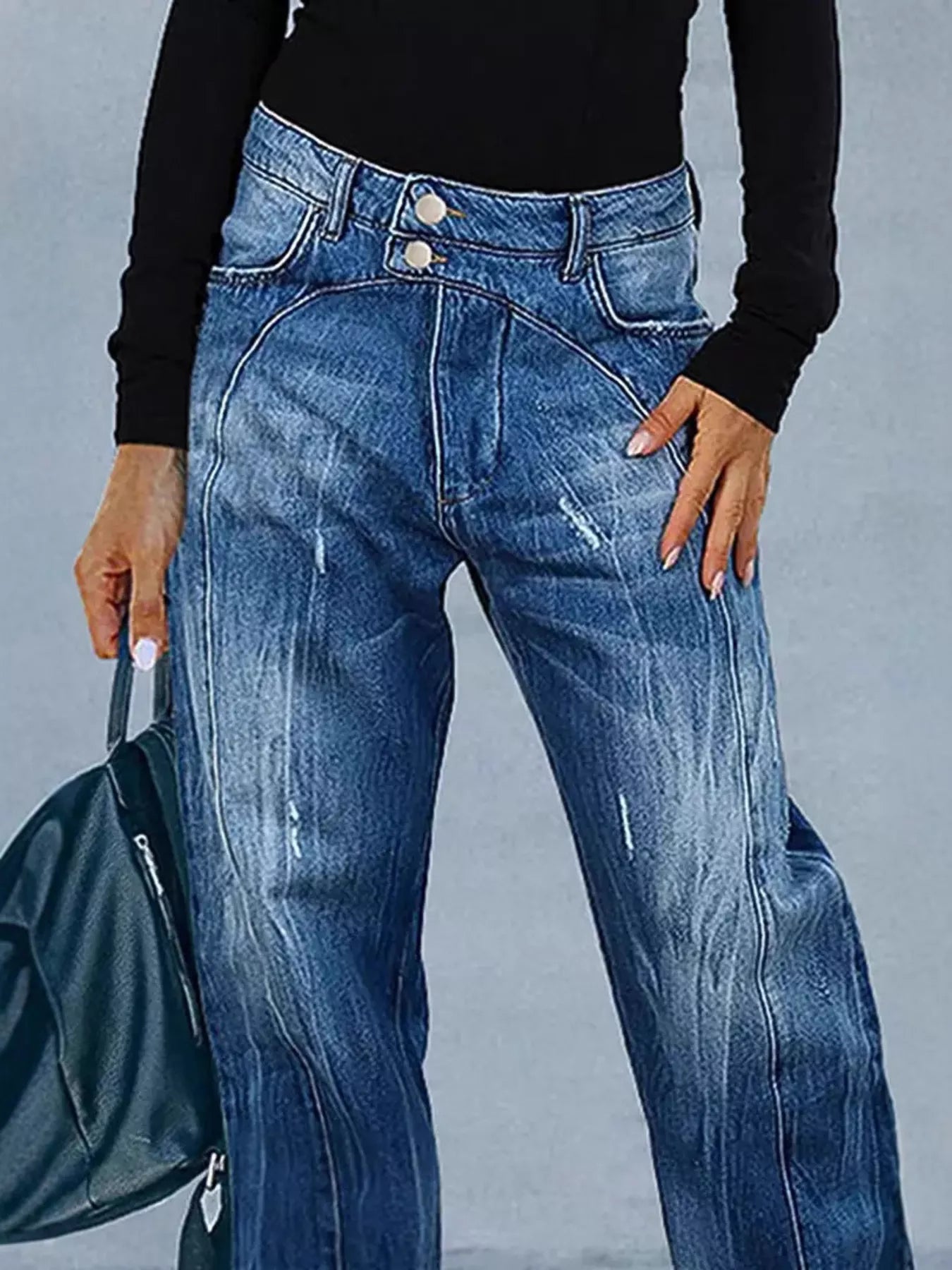 Wide Leg Jeans with Pockets 