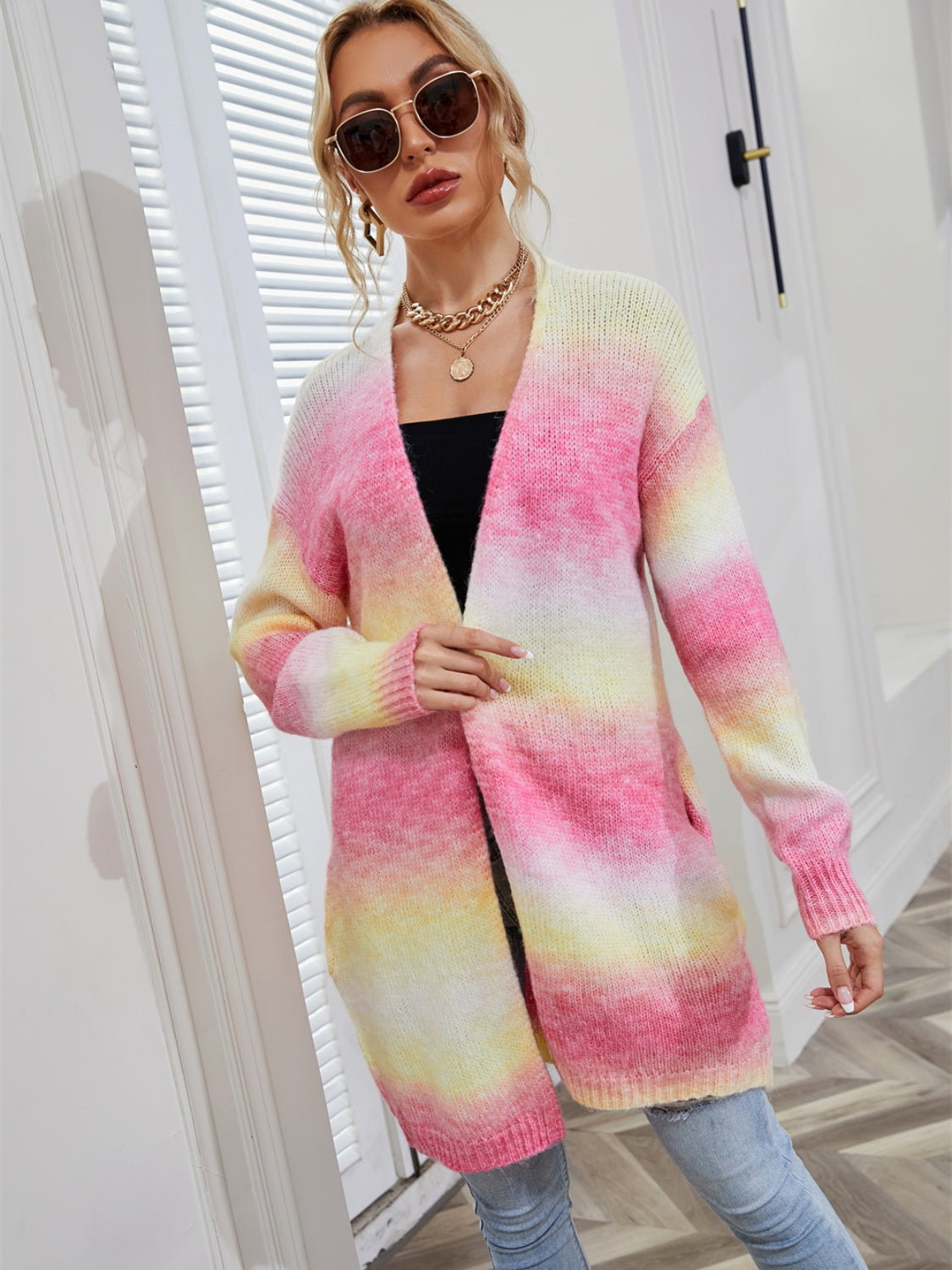 Angel Wings Full Size Gradient Open Front Cardigan 