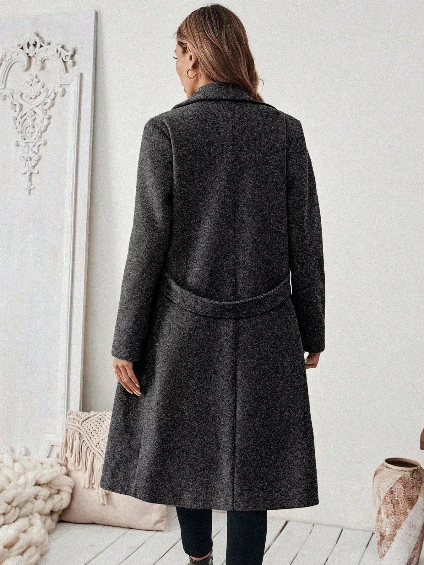 One Button Wool Blend Overcoat 