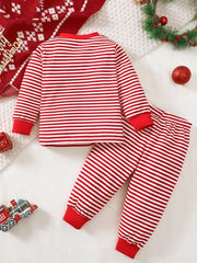 Children's Christmas Santa Striped Pajama Set 