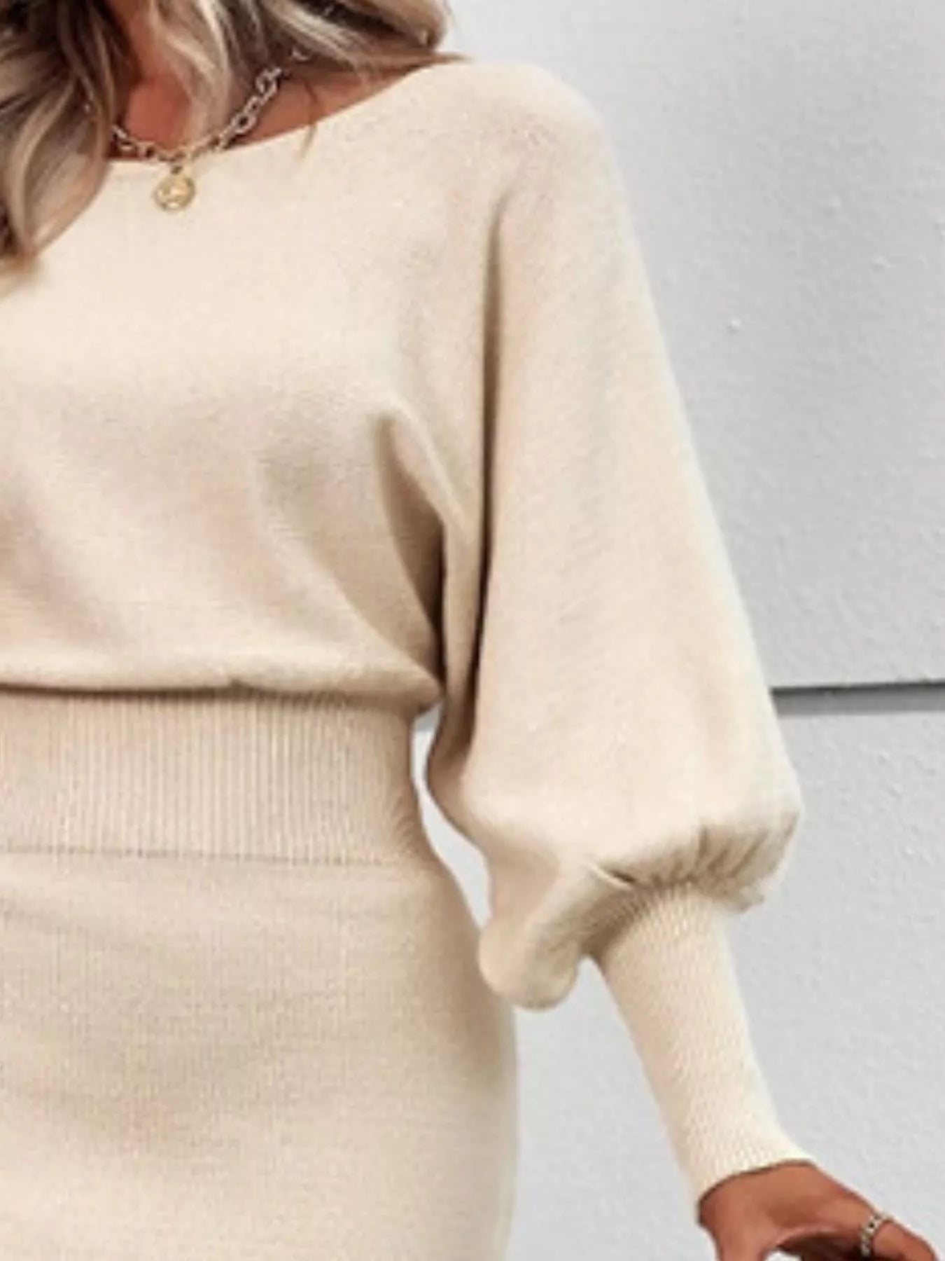 Lantern Sleeve Bodycon Sweater Dress 