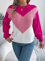 Color Block Cable Knit Sweater 