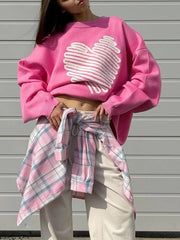 Heart Round Neck Oversized Sweater 