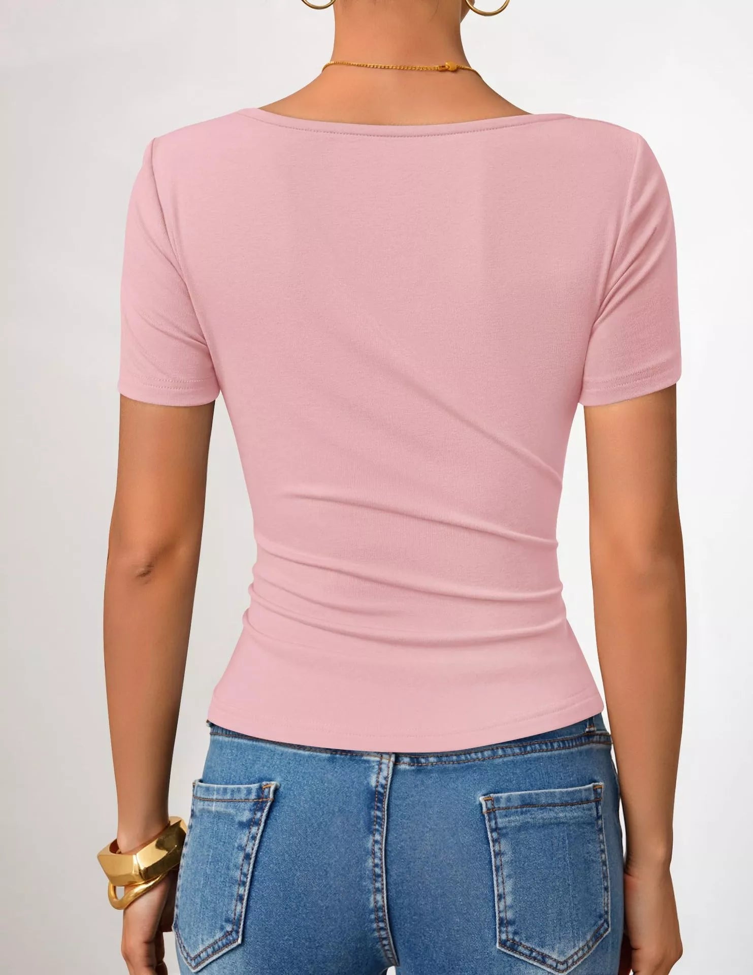 Asymmetrical Neckline Fitted T-Shirt 