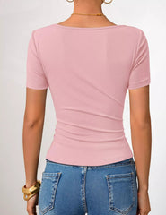Asymmetrical Neckline Fitted T-Shirt 