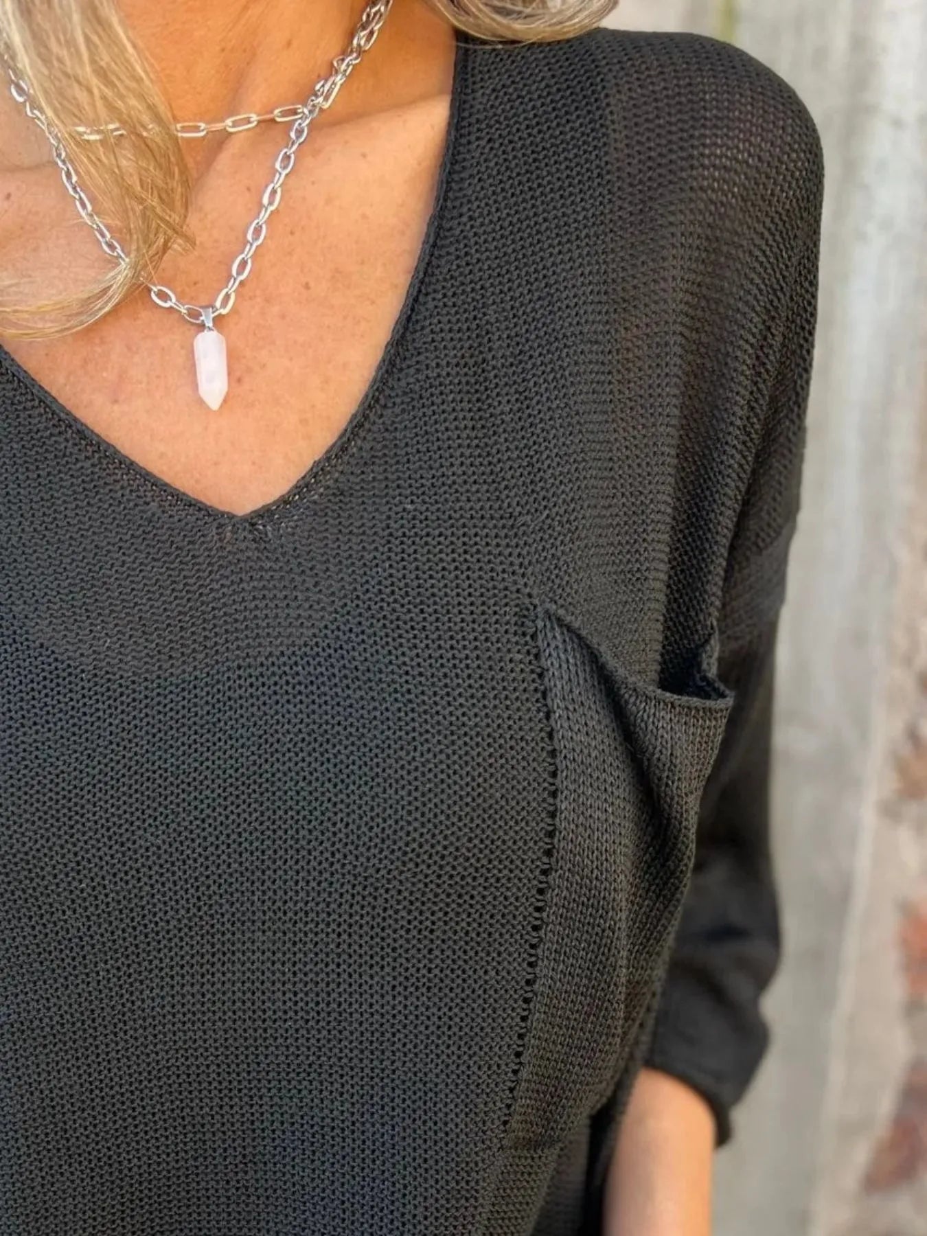 Full Size Casual V-Neck Knit Sweater Plus Size 
