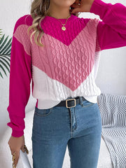 Color Block Cable Knit Sweater 