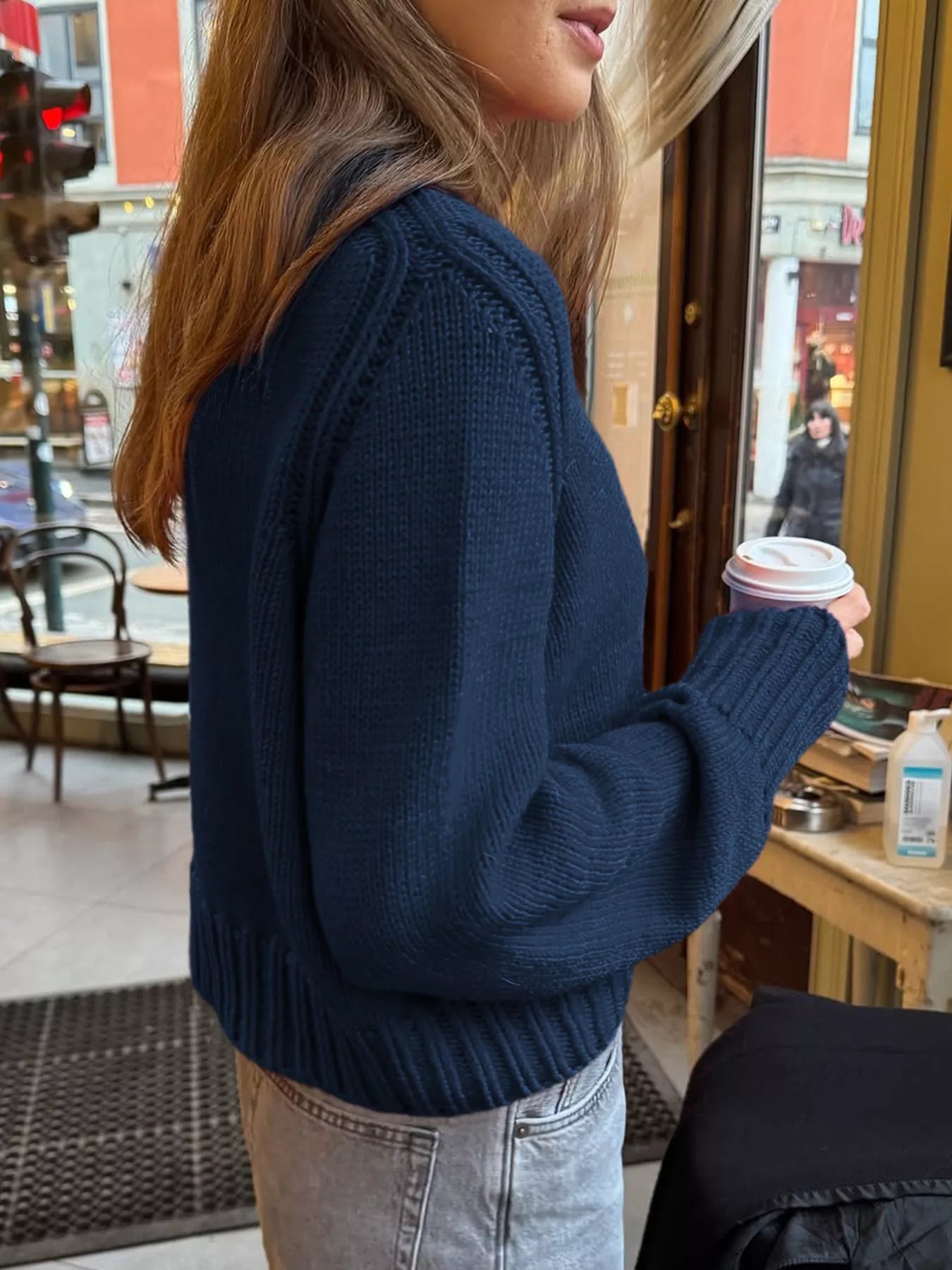 Ribbed Round Neck Sweater 