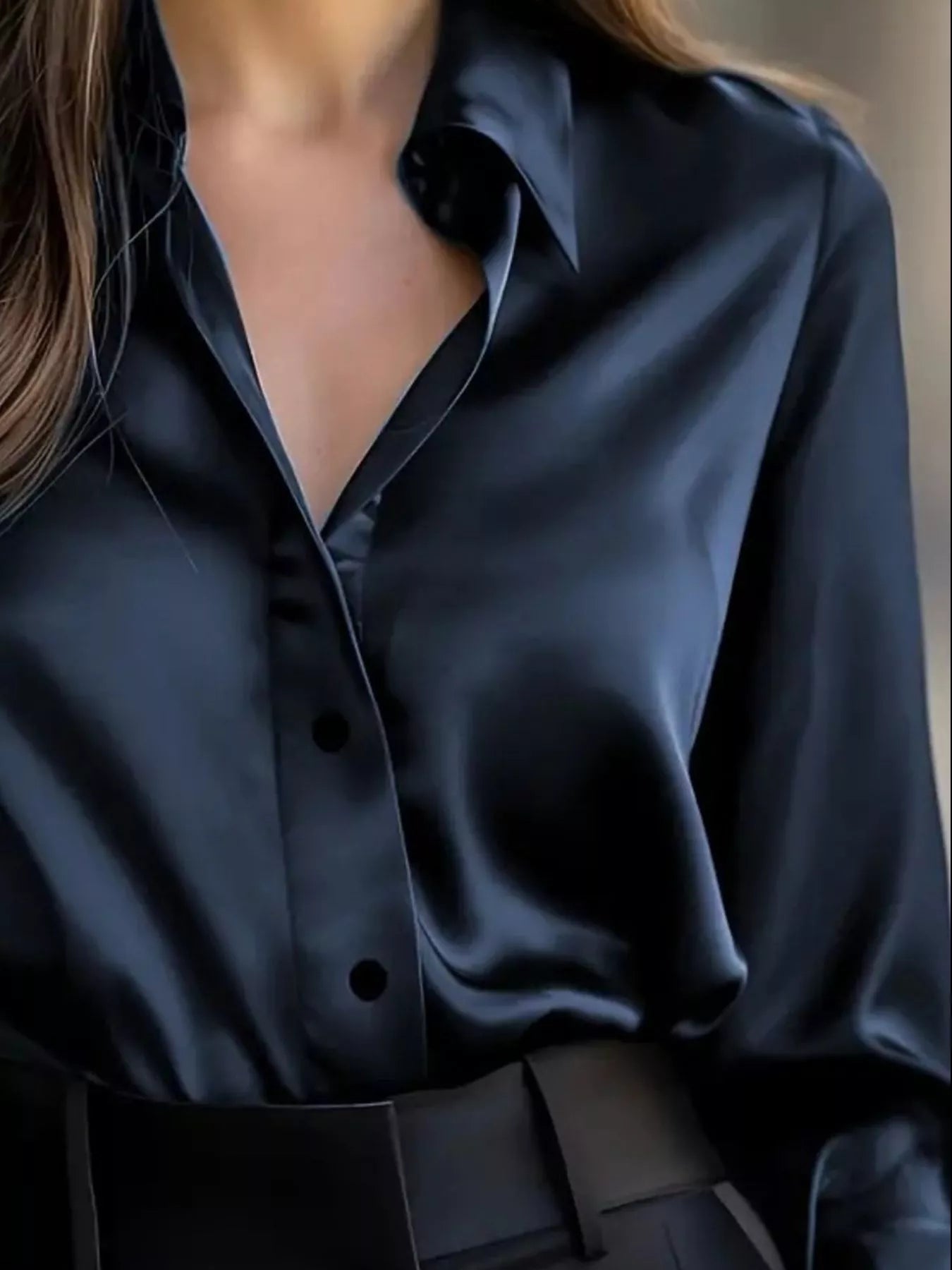 Button Down Collared Neck Long Sleeve Shirt 
