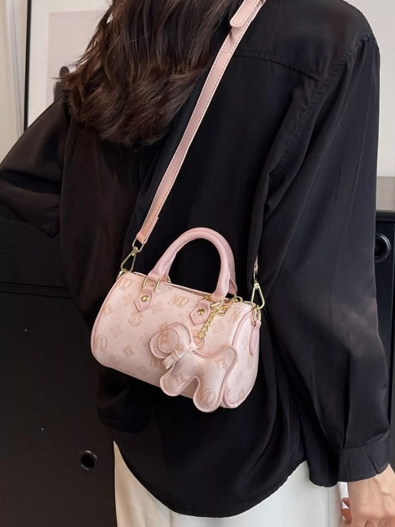 Barrel Crossbody Bag with Charm 