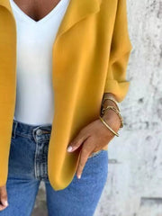 Full Size Open Front 3/4 Sleeve Casual Cardigan Plus Size 