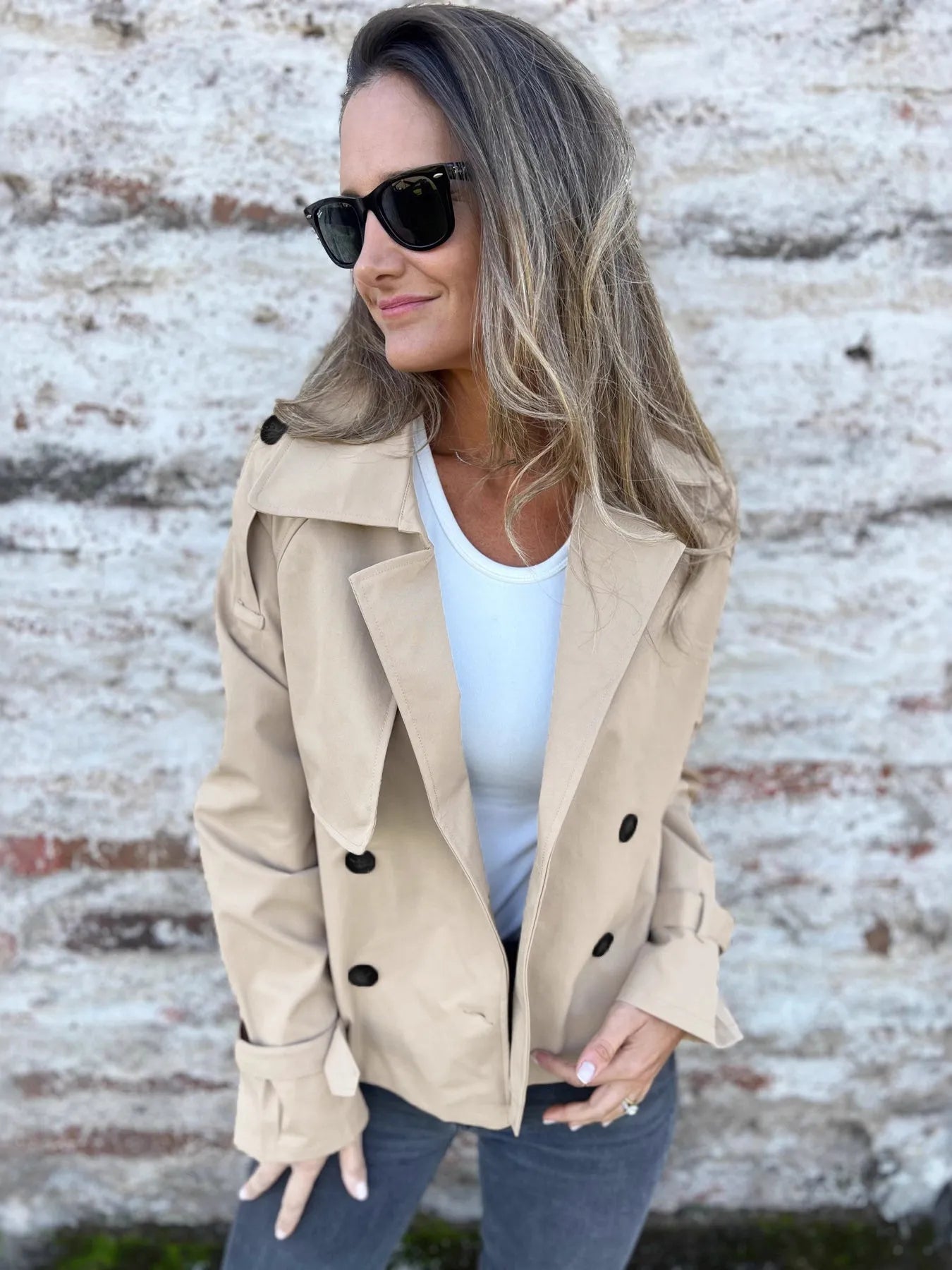 Full Size Long Sleeve Button Up Trench Coat Plus Size 