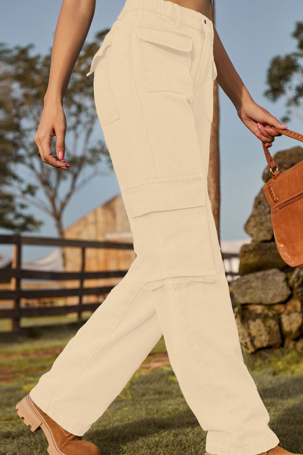 Loose Fit Long Jeans with Pockets 