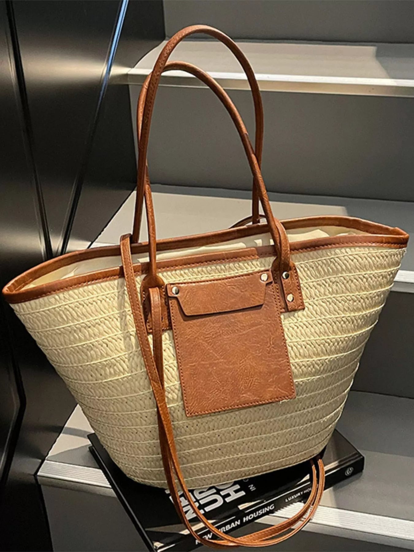 Woven Straw Tote Bag 