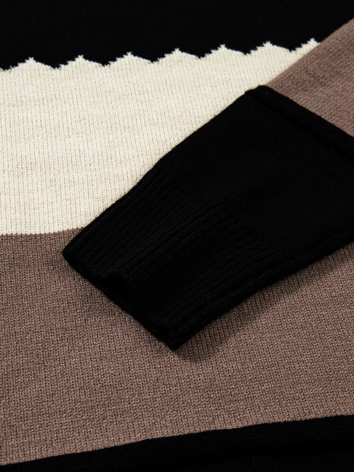 Color Block Crew Neck Drop Shoulder Sweater 
