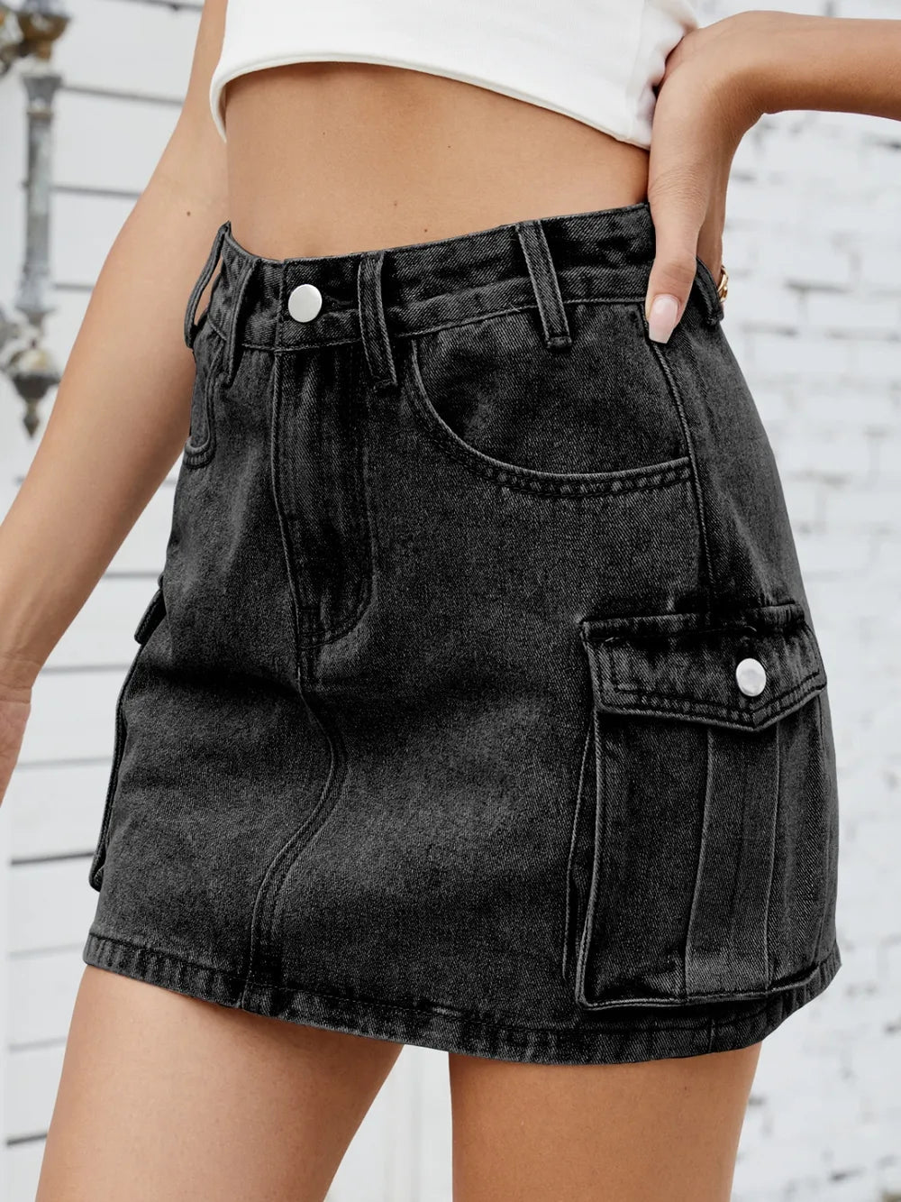 Cargo Denim Skirt 