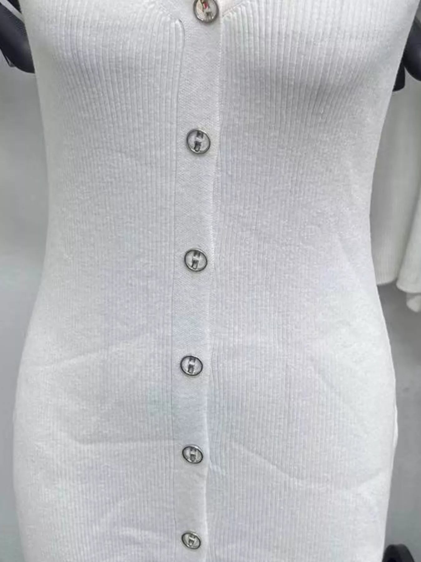Halter Neck Button-Front Bodycon Dress 