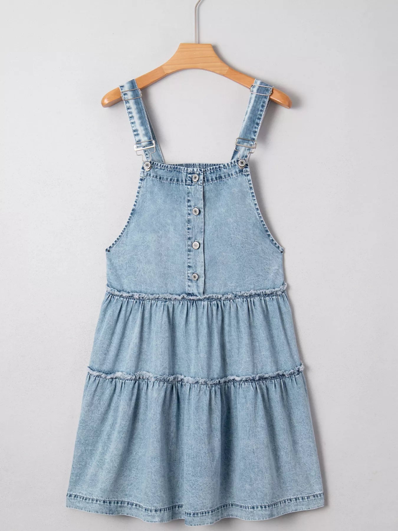 Tiered Flowy Overall Denim Dress 