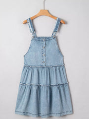 Tiered Flowy Overall Denim Dress 