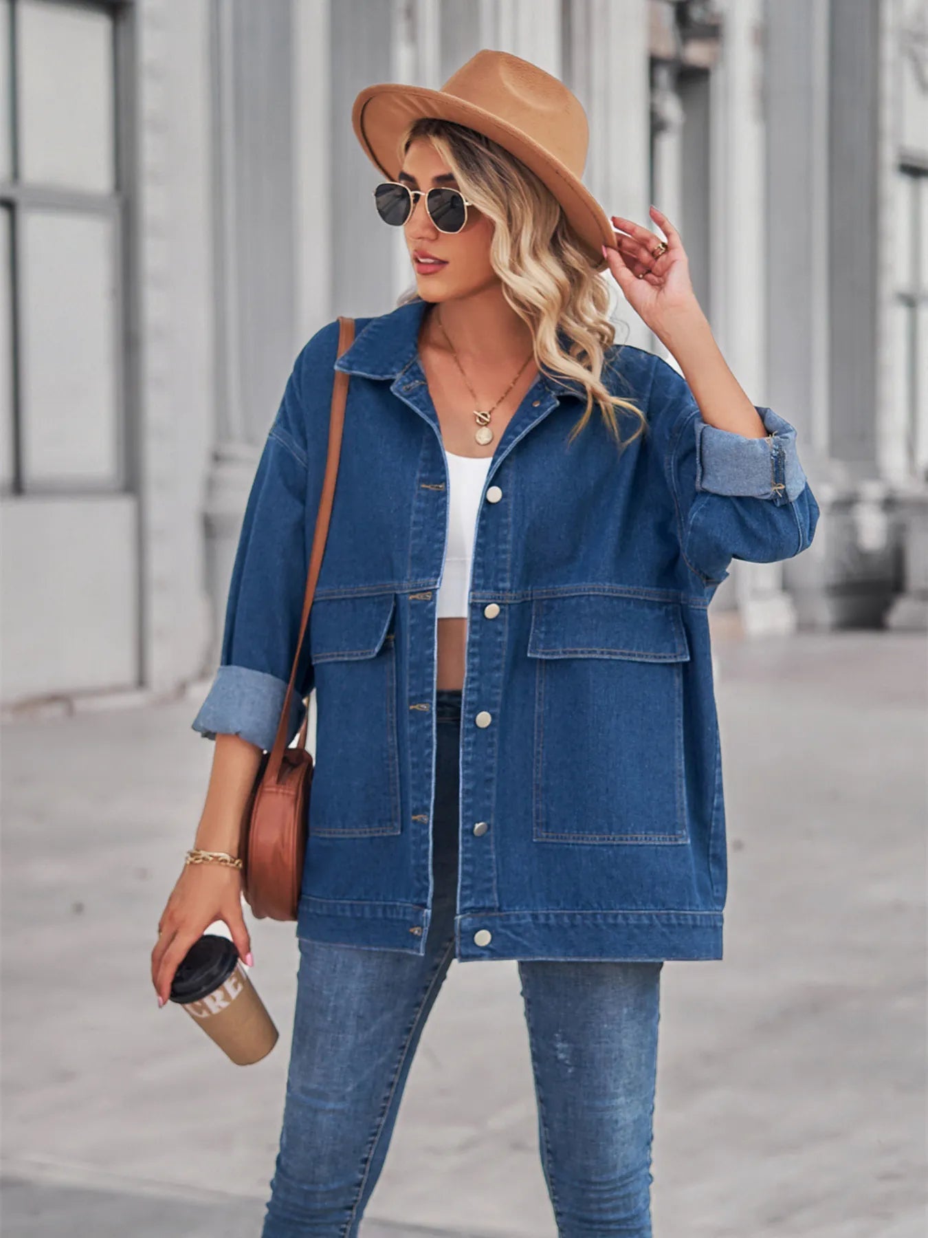 Button Up Long Sleeve Denim Jacket 