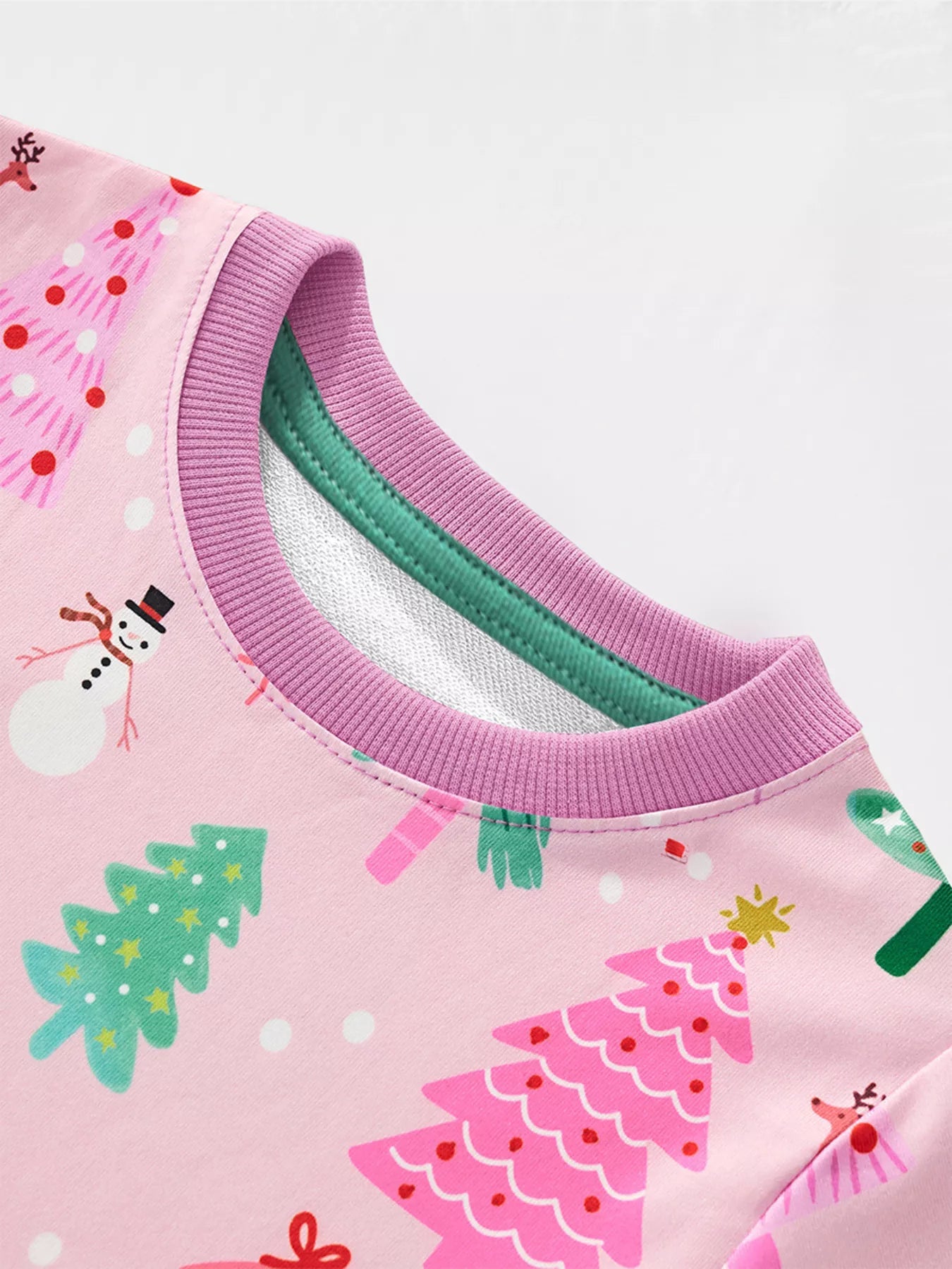 Children's Christmas Tree Print Crew Neck Sweatshirt 