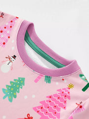 Children's Christmas Tree Print Crew Neck Sweatshirt 