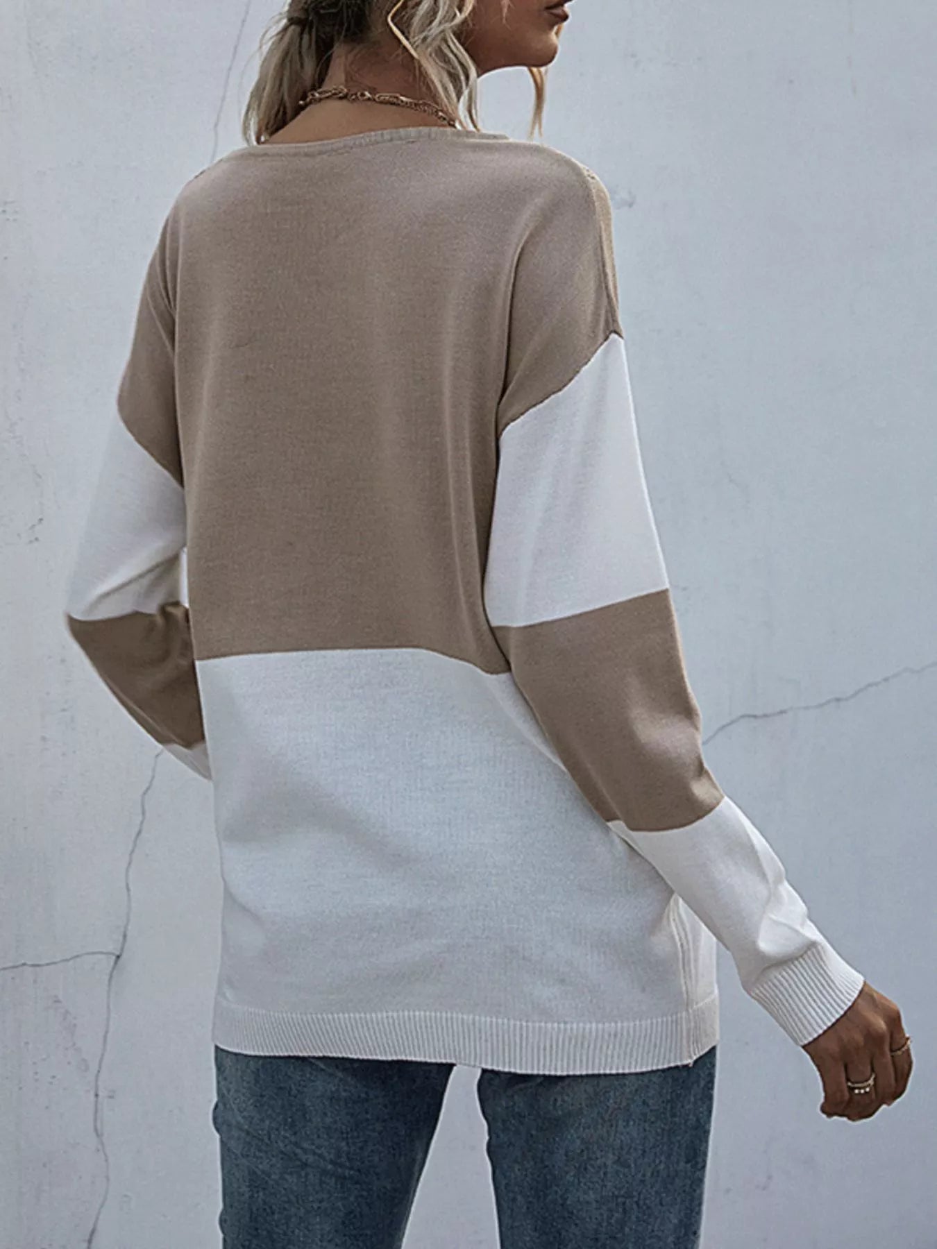 Color Block Round Neck Sweater 
