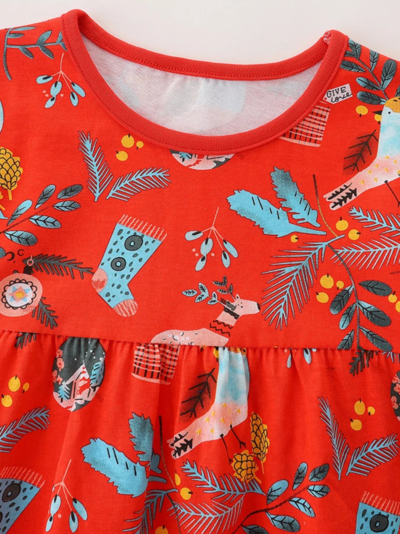 Children's Christmas Print Long Sleeve Dress 