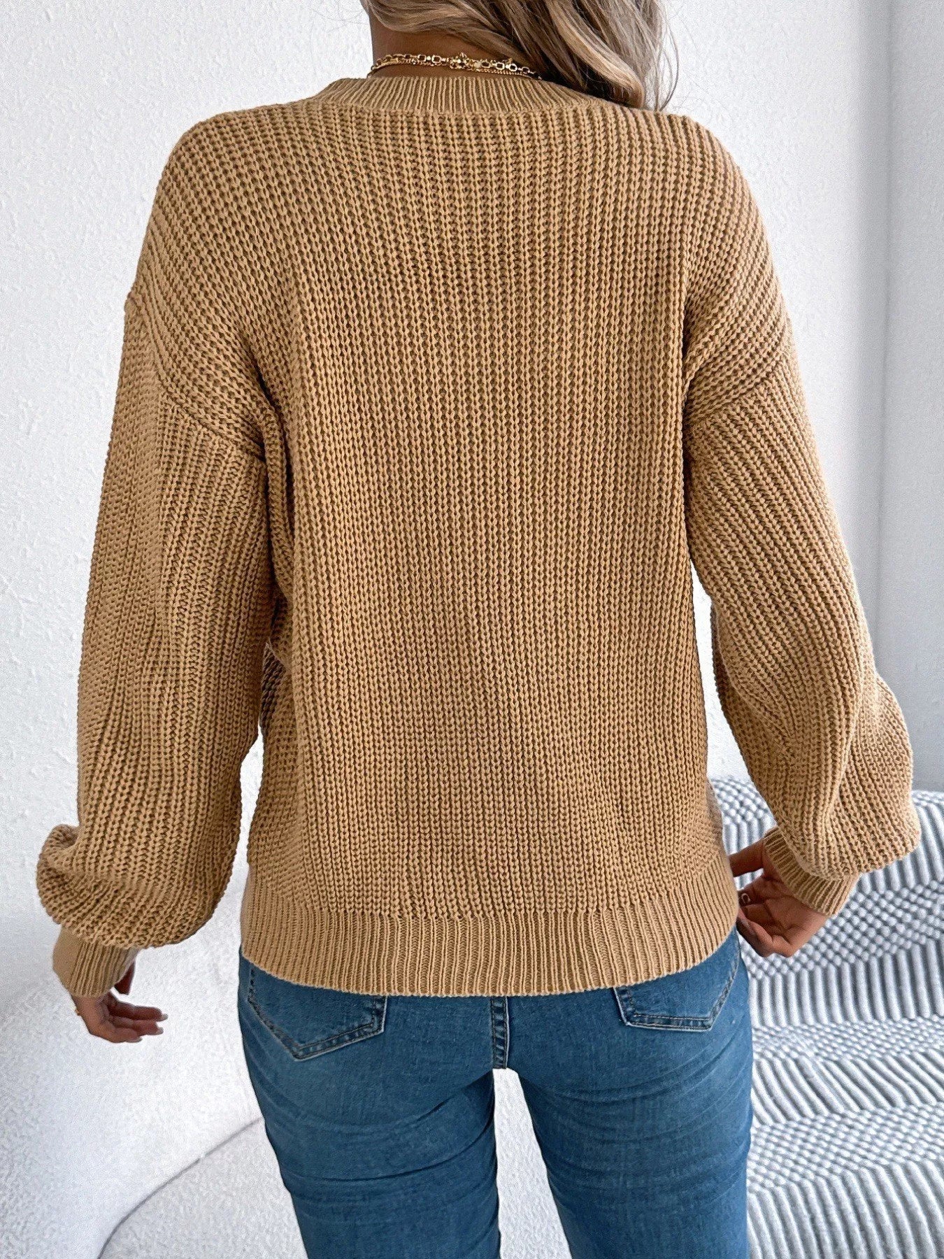 Openwork Round Neck Sweater 
