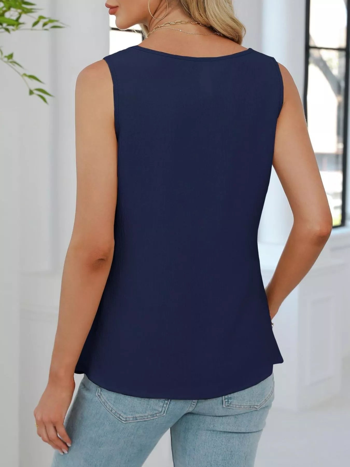 V-Neck Pleated Tank 