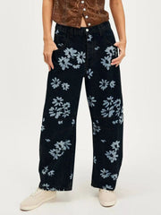Printed Wide Leg Jeans 