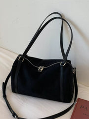 Suede Crossbody Bag with Zipper 