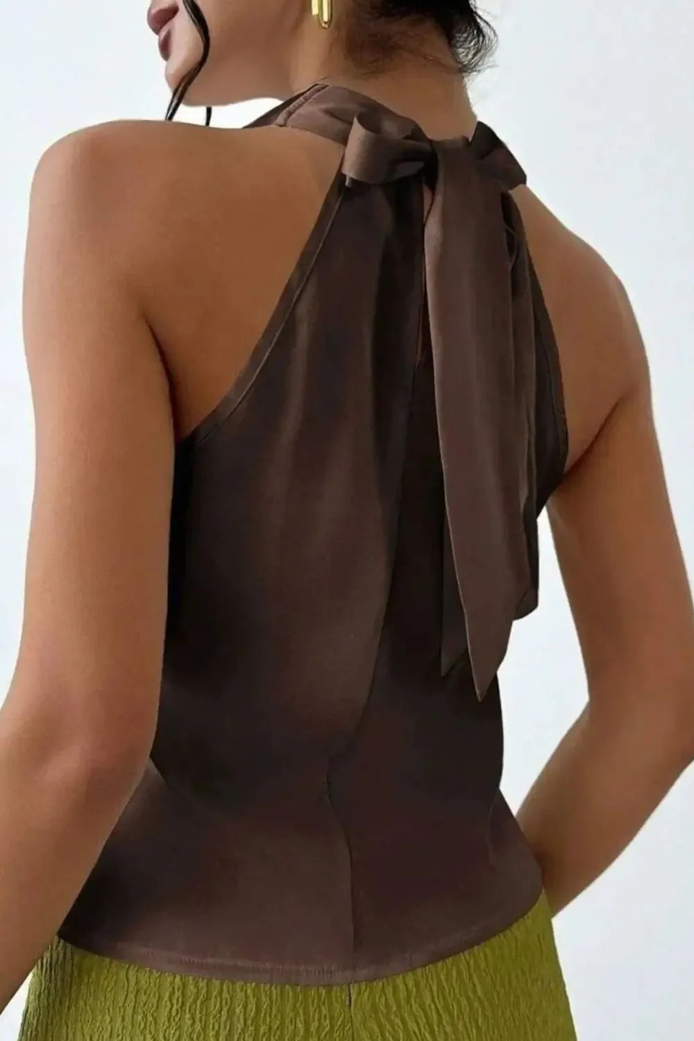 Satin Cowl Neck Sleeveless Blouse 