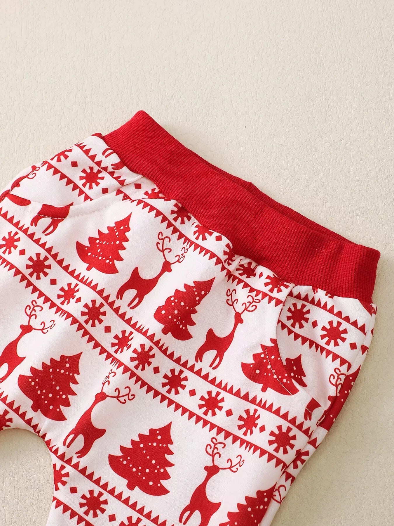 Children's Christmas Reindeer & Tree Print Top and Pants Set 
