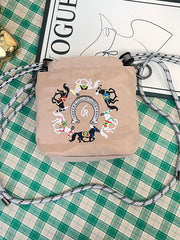 Embroidered Crossbody Bag with Rope Strap 