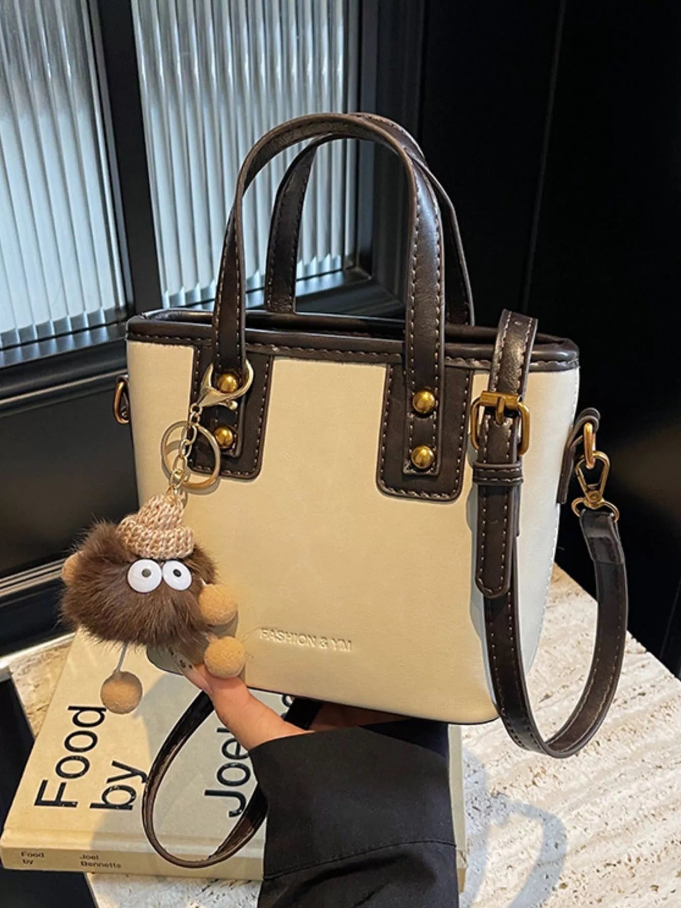 Leather Crossbody Bag with Charm 