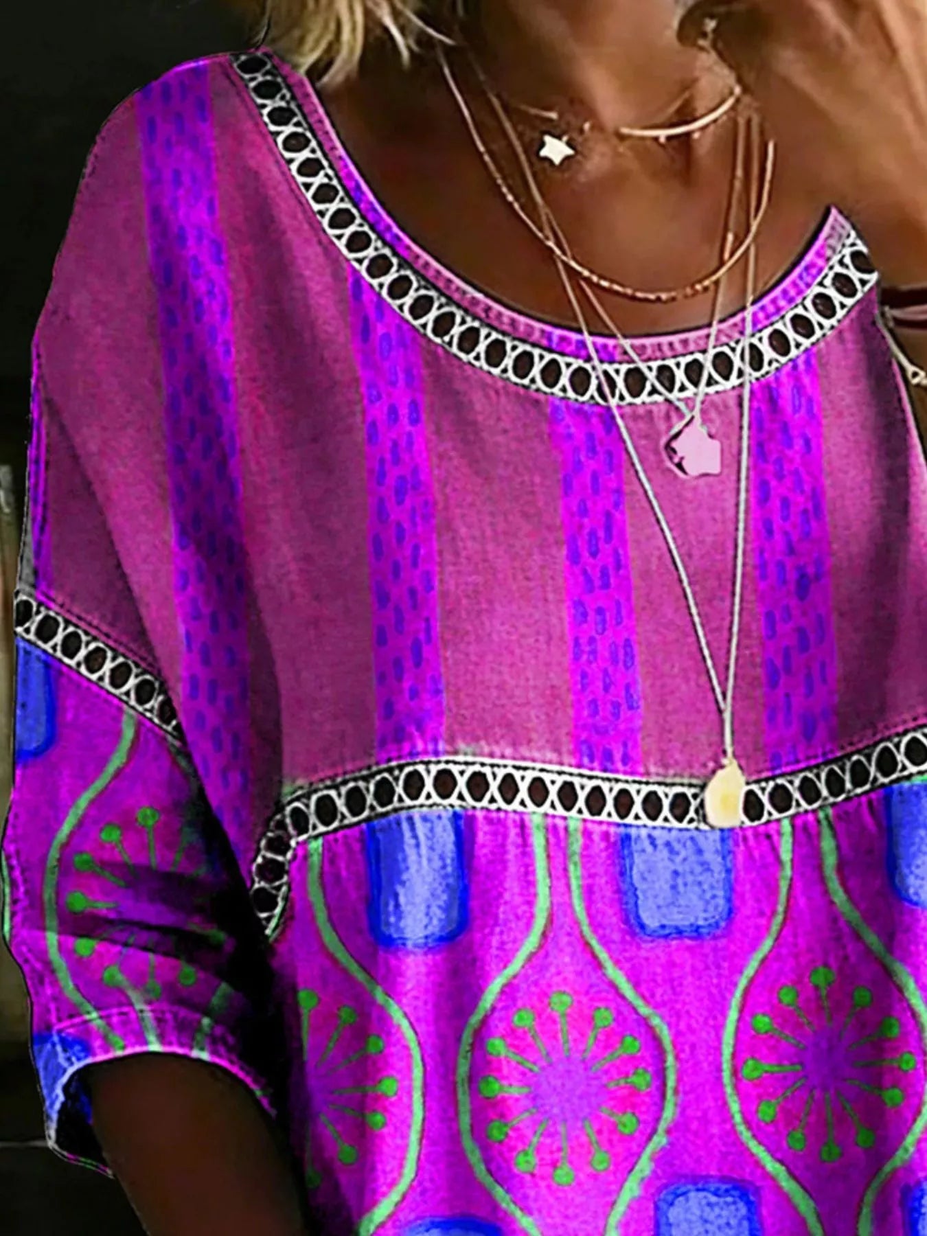 Full Size Hollow Out Round Neck Top Plus Size 