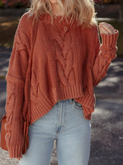 Cable-Knit Chunky Fit Slouchy Textured Sweater 