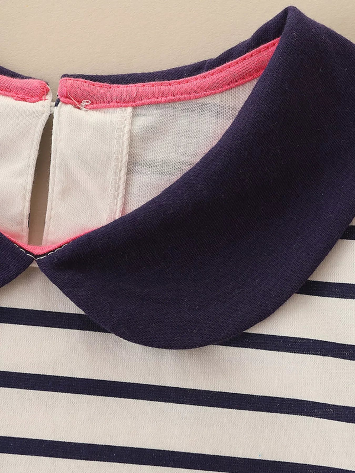 Children's Embroidered Striped Long Sleeve Dress 