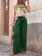 Printed Tank Top and Wide Leg Pants Set 
