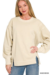 Zenana Pigment Dye Exposed-seam Fleece Sweatshirt 