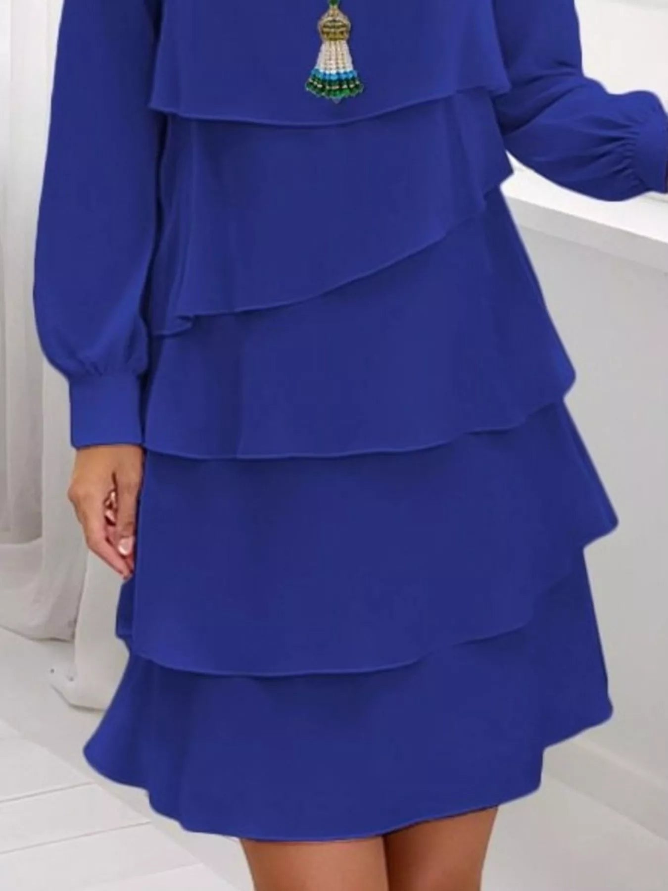Full Size Layered Long Sleeve Mini Dress Plus Size 