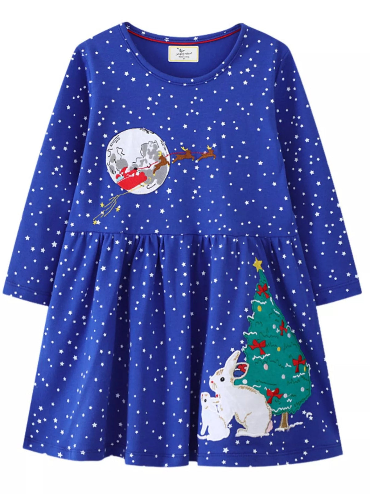 Children's Christmas Theme Long Sleeve Dress 