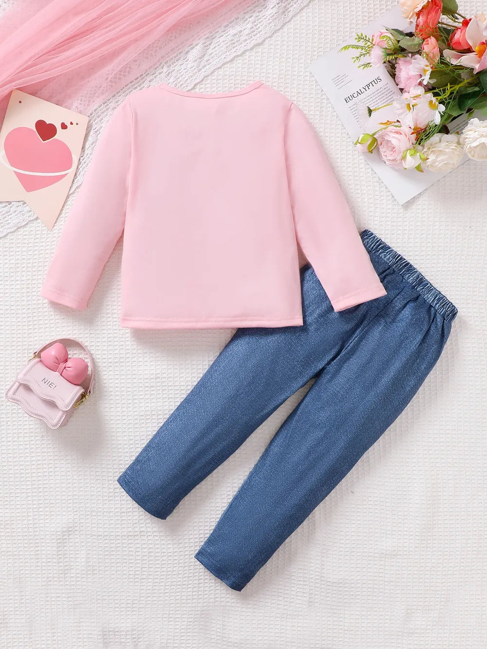 Children's Cartoon Graphic Top and Pants Set 