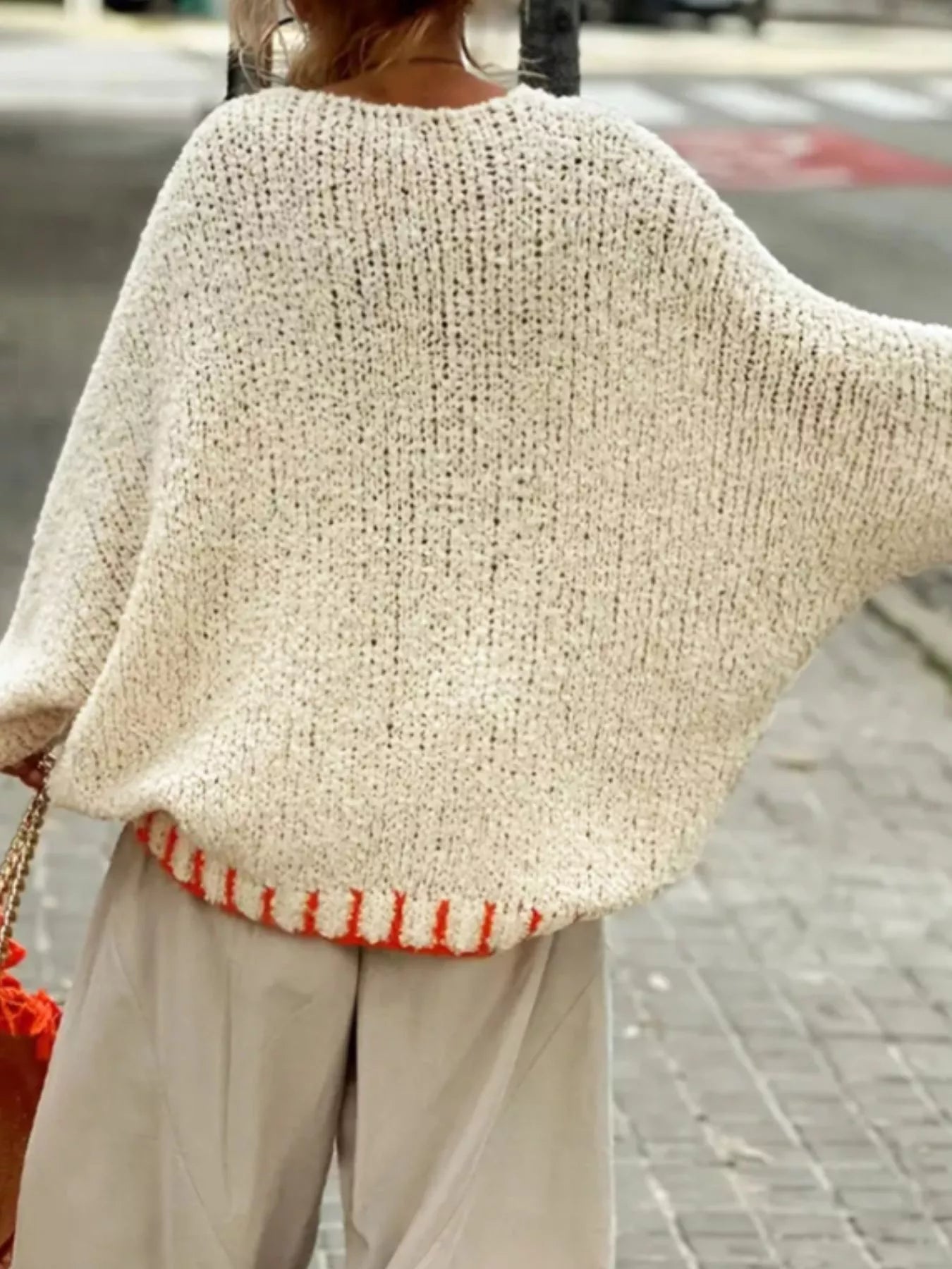 Star V-Neck Long Sleeve Sweater 