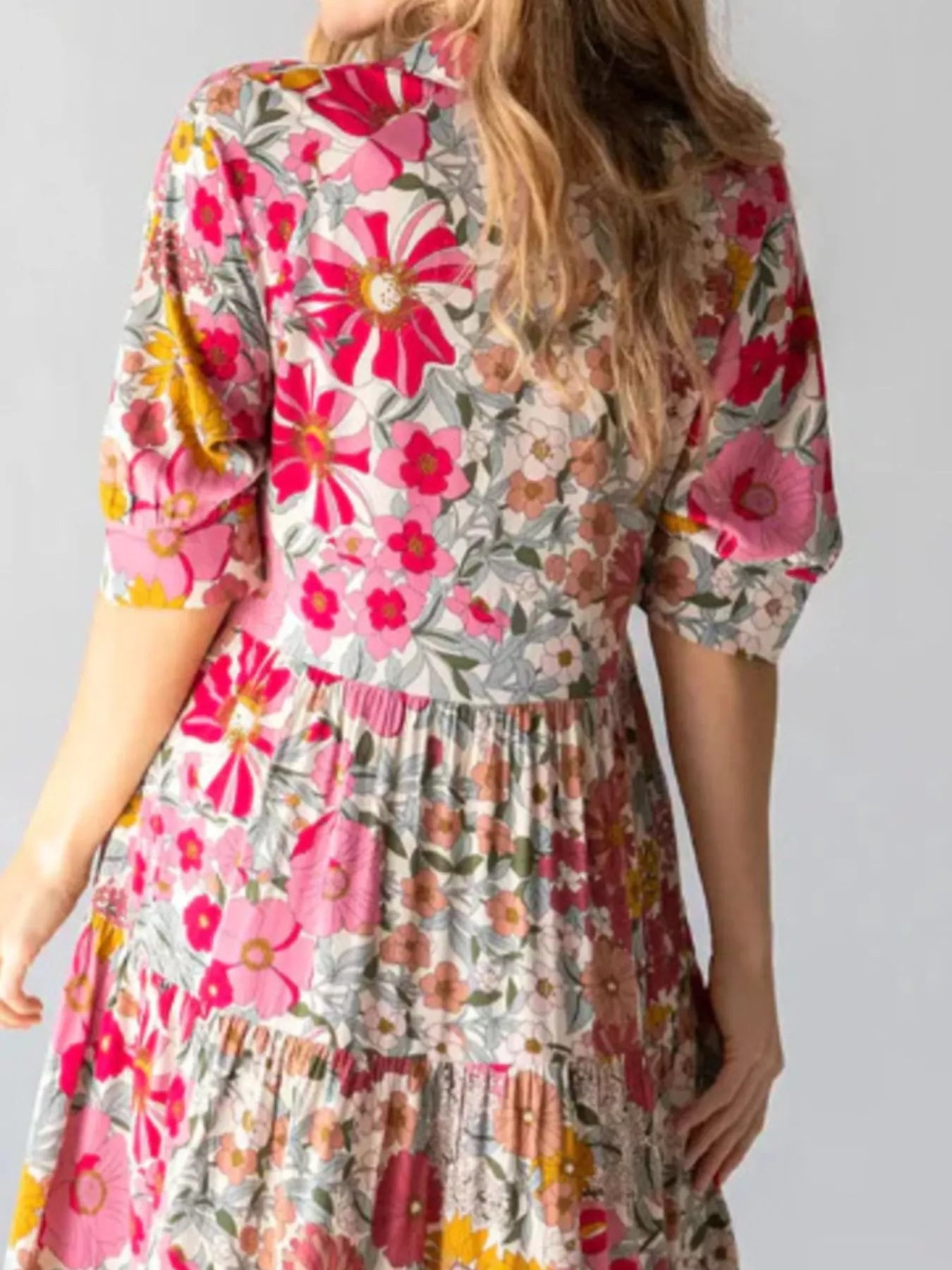 Full Size Printed Half Sleeve Midi Dress Plus Size 