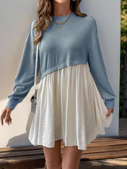 Two-Tone Dropped Shoulder Dress 