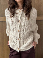 Cable Knit Button-Down Cardigan 