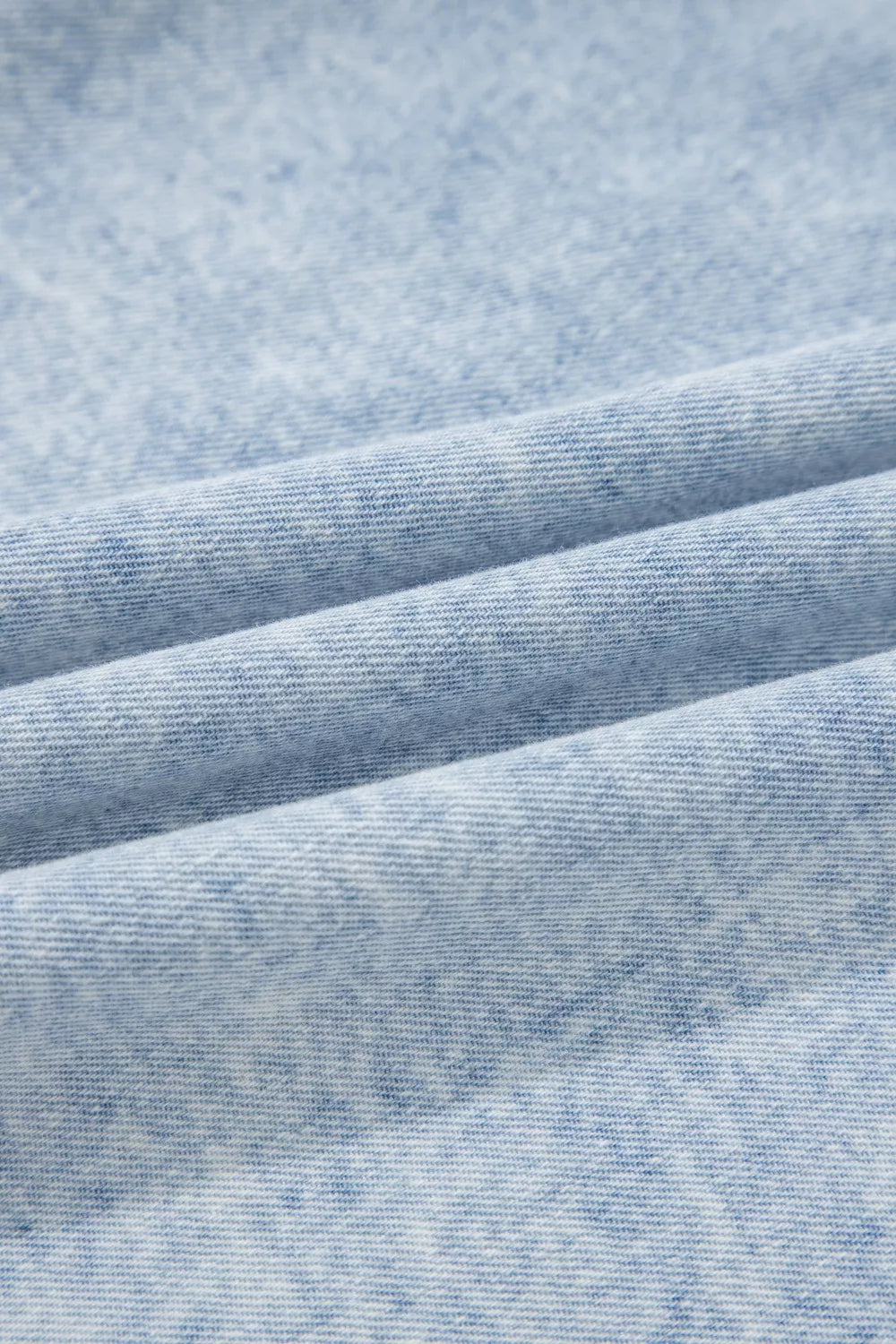 Ruffle Pleated Detail Vintage Washed Denim Top 
